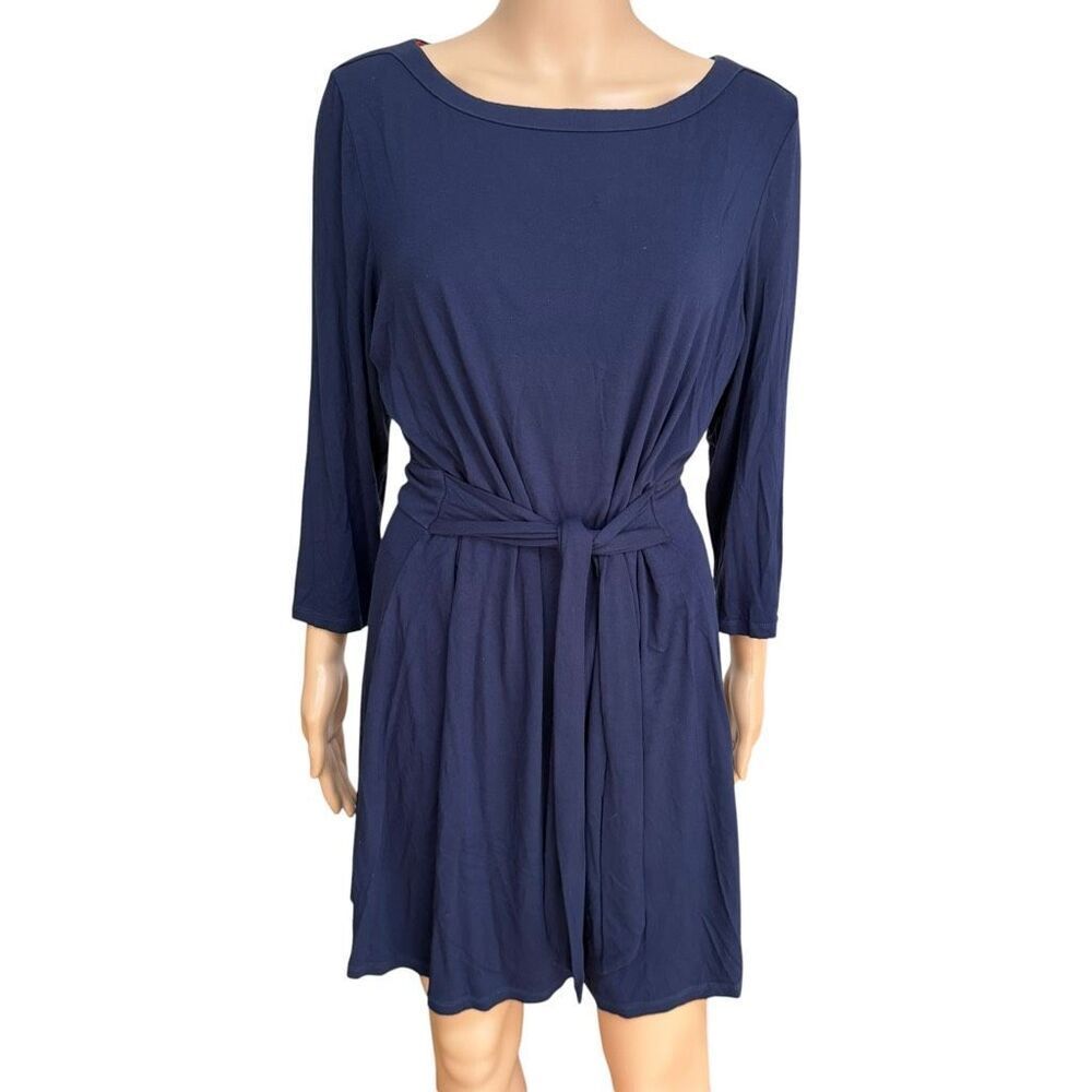 Boden Navy Blue Tie Waist Knit Dress Women’s US 14R UK 18R